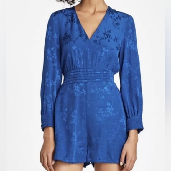 Zara Pants - NWOT Small Zara Royal Blue Jacquard Romper